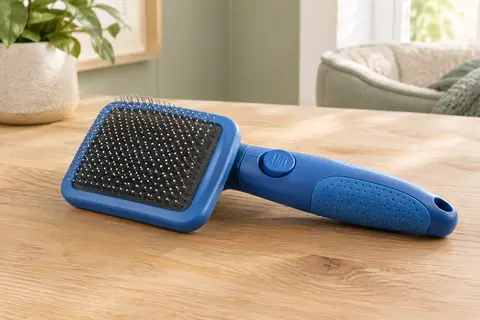 Brosse bleue ACE2ACE à picots en acier inoxydable rétractables pour chiens et chats
