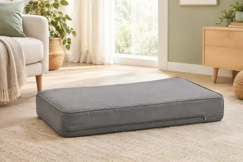 Matelas rectangulaire gris Bedsure pour chien, avec housse amovible et base antidérapante