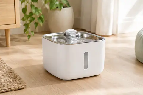Fontaine à eau blanche Catit Pixi pour chat avec dessus en acier inoxydable